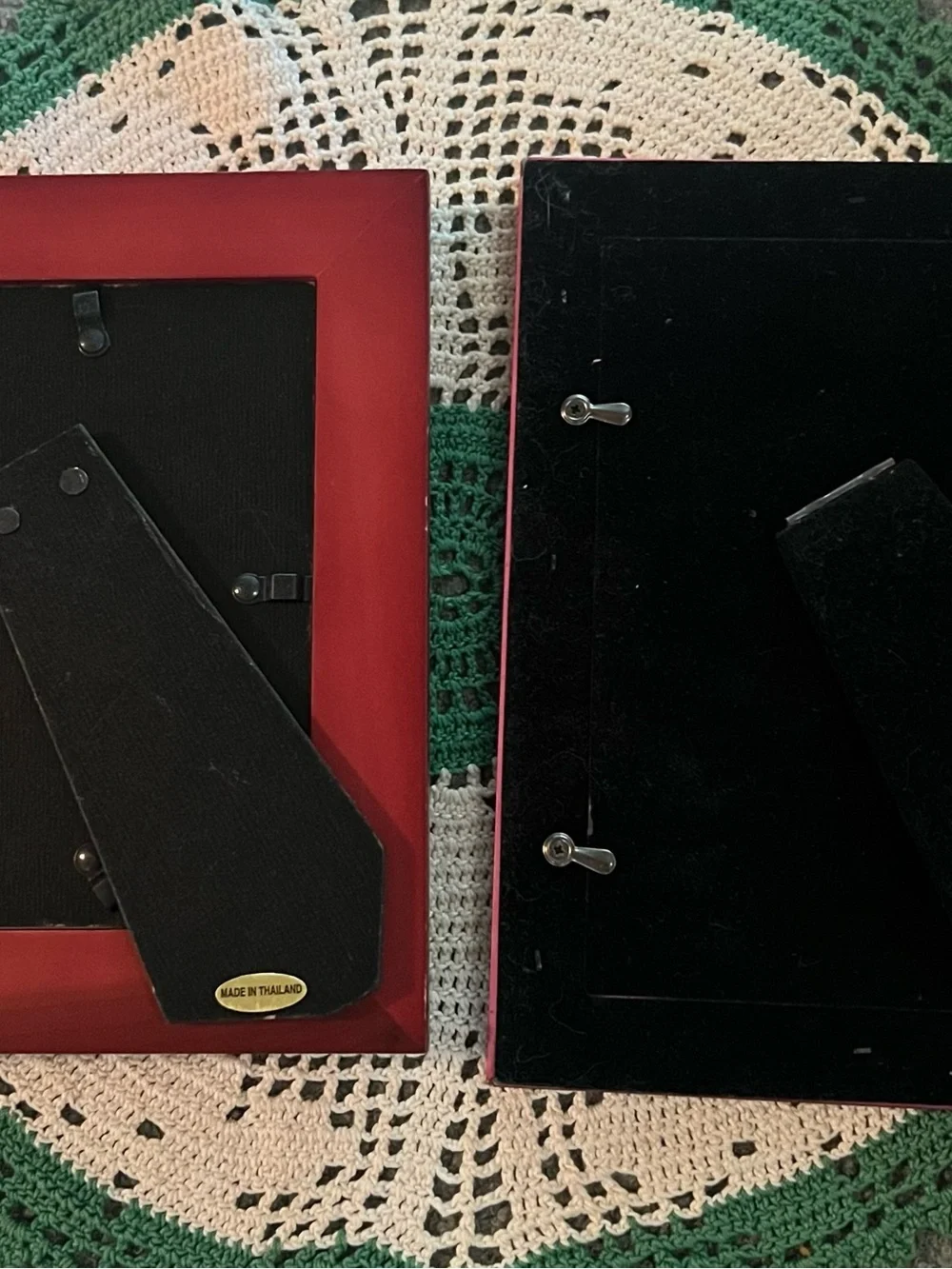 Lot 2 Wood Picture Frame Set with Red-ish Handsome Coordinating Colors